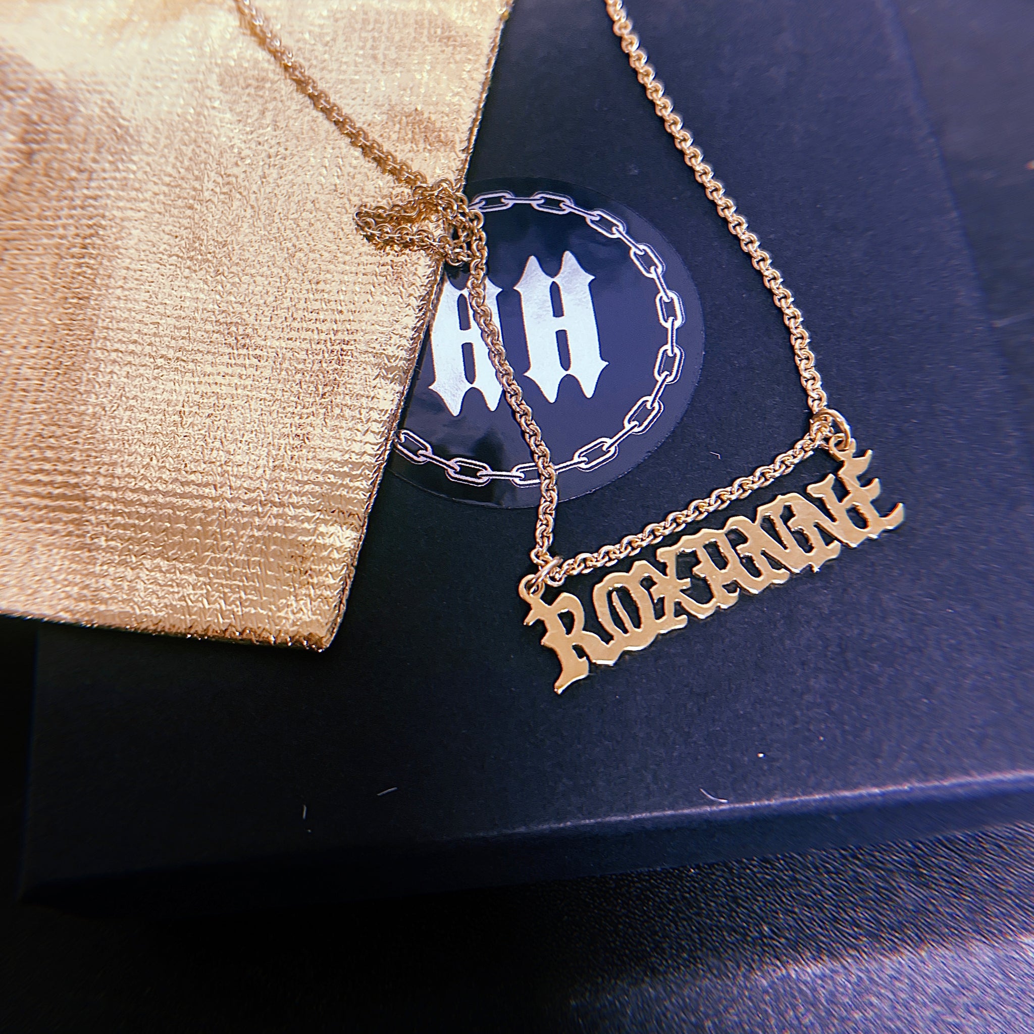 Personalized Name Necklace In Old English Gothic Font - 18K Rose Gold Plated, Handmade