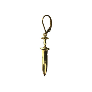 Gold dagger earring, gold earring, dagger earring, hellhound jewelry earring, dangle earring