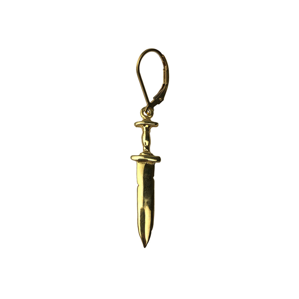 Gold dagger earring, gold earring, dagger earring, hellhound jewelry earring, dangle earring