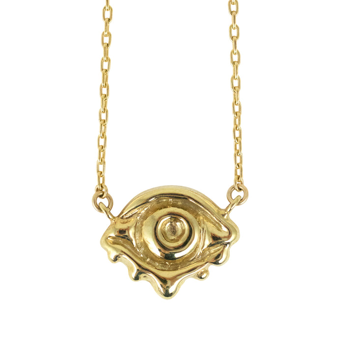 A gold evil eye talisman protection necklace. 14k gold plated necklace, Gold evil eye necklace, evil eye necklace, dripping eye necklace, gold necklace, hellhound jewelry necklace