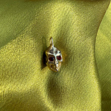 10k Gold Baby Skull Charm with Garnet Eyes