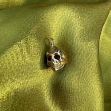 10k Gold Baby Skull Charm with Garnet Eyes