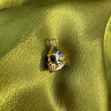 10k Gold Baby Skull Charm with Garnet Eyes