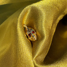 10k Gold Baby Skull Charm with Garnet Eyes