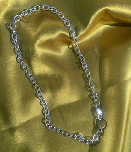Steel Curb Chain Heart Necklace