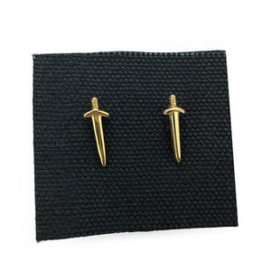 Gold sword stud earrings, stud earrings, hellhound jewelry earrings, gold stud earrings