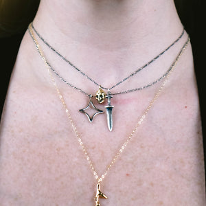 Gold skull charm necklace, hellhound jewelry necklace, gold necklace, skull necklace, protection jewelry