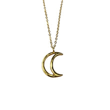 Gold crescent moon necklace, luna necklace, gold necklace, hellhound jewelry necklace