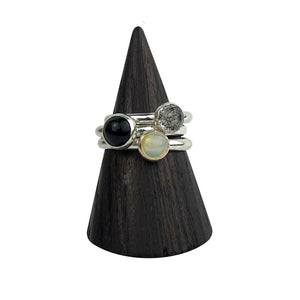 opal stacker ring, gemstone ring, gemstone jewelry, hellhound jewelry ring, stacker ring, sterling silver ring, opal ring with other gemstone hellhound jewelry rings