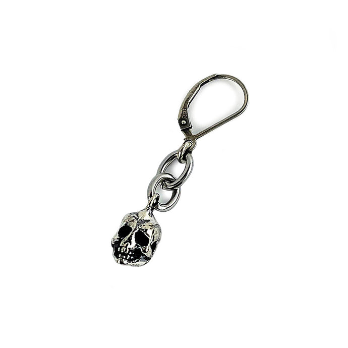 A Silver skull and chain dangle earring by Hellhound Jewelry, sterling silver earring, chain earring, skull earring