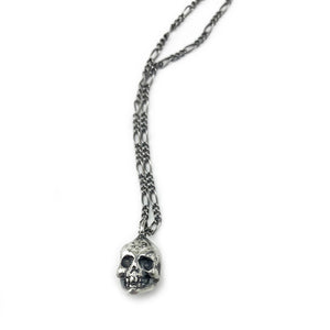 Silver skull pendant necklace, Small 3 dimensional skull sterling silver charm necklace by Hellhound Jewelry, skull necklace, charm necklace, sterling silver necklace.