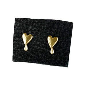 Gold bleeding heart earrings, heart earrings, stud earrings, gold earrings, hellhound jewelry earrings