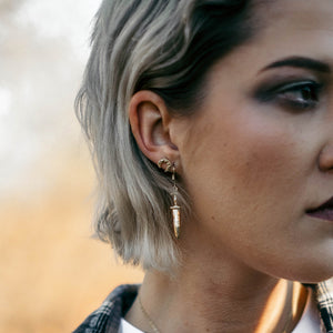 Dagger earring, dangle earring, punk earring, sterling silver earring, hellhound jewelry earring, earring on person