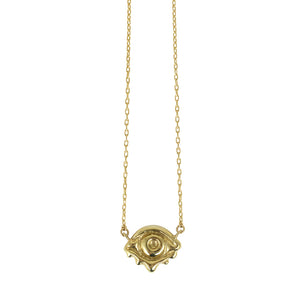 A gold evil eye talisman protection necklace. 14k gold plated necklace, Gold evil eye necklace, evil eye necklace, dripping eye necklace, gold necklace, hellhound jewelry necklace