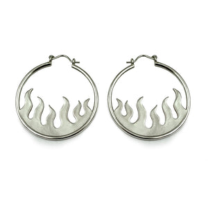 Hellfire hoops, hoop earrings, sterling silver flame earrings, flame earrings, hellhound jewelry earrings
