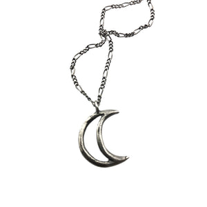 Luna necklace, moon necklace, sterling silver necklace, hellhound jewelry necklace, charm necklace, open moon necklace