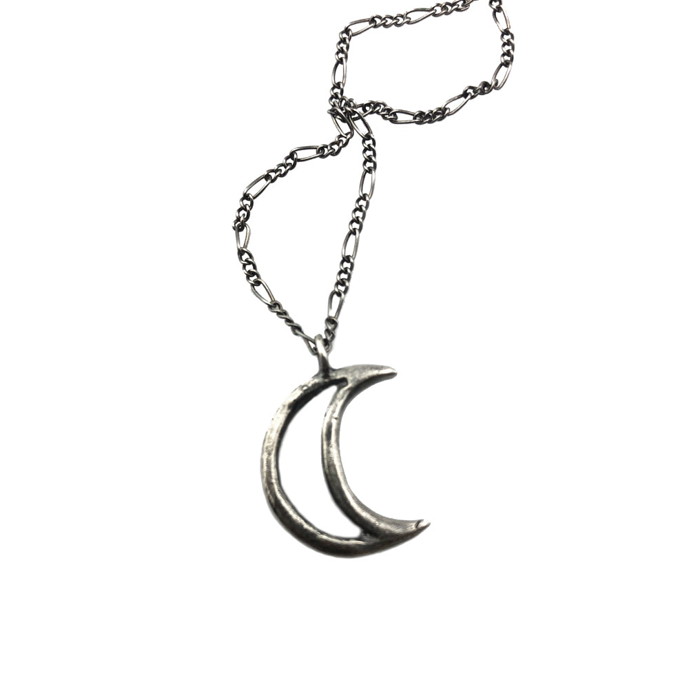 Luna necklace, moon necklace, sterling silver necklace, hellhound jewelry necklace, charm necklace, open moon necklace