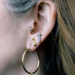 Sterling silver sword earrings, sterling silver earrings, sword earrings, stud earrings, hellhound jewelry earrings, sword earring in ear