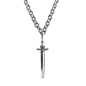 sterling silver dagger pendant with evil eye, evil eye necklace, sterling silver necklace, charm necklace, hellhound jewelry necklace,  gemstone, gemstone jewelry