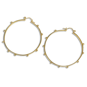 Gold studded orb hoop earrings, hellhound jewelry hoops, studded hoop earrings, gold earrings, gold hoops