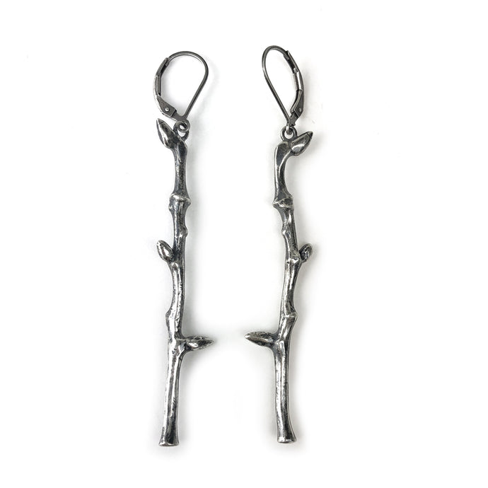 Switch drop earrings, sterling silver earrings, twig earrings, dangle earrings, hellhound jewelry earrings