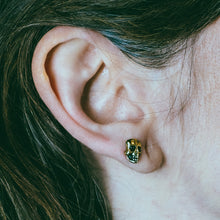 gold skull stud earrings, stud earrings, skull earrings, hellhound jewelry earrings