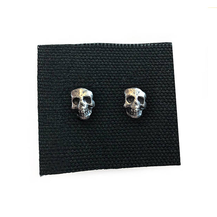 silver skull stud earrings