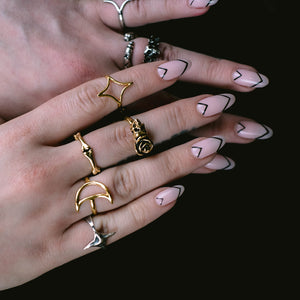 Bone ring, gold bone ring, gold ring, hellhound jewelry ring, hellhound jewelry rings on hands