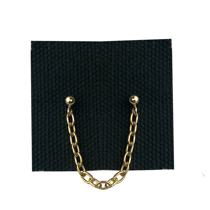 gold chain earring, chain stud earring, hellhound jewelry earring, gold earring