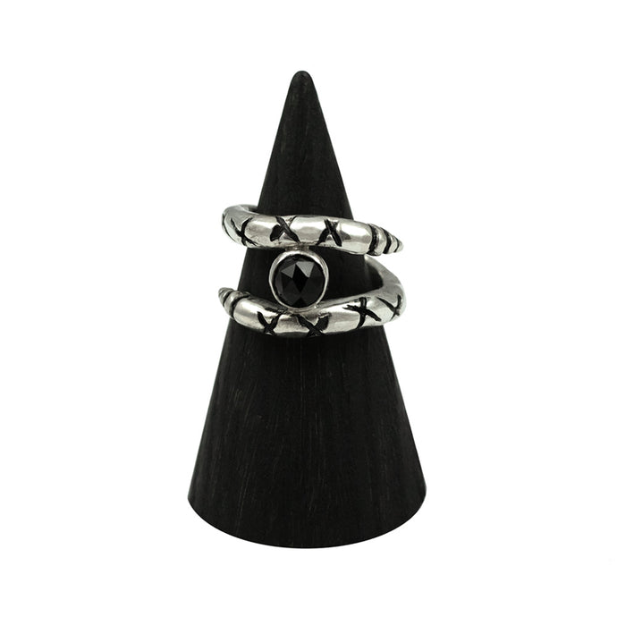 Serpent ring, sterling silver ring, onyx serpent ring, protection ring, hellhound jewelry ring, gemstone ring, gemstone jewelry, gemstone, faceted onyx ring