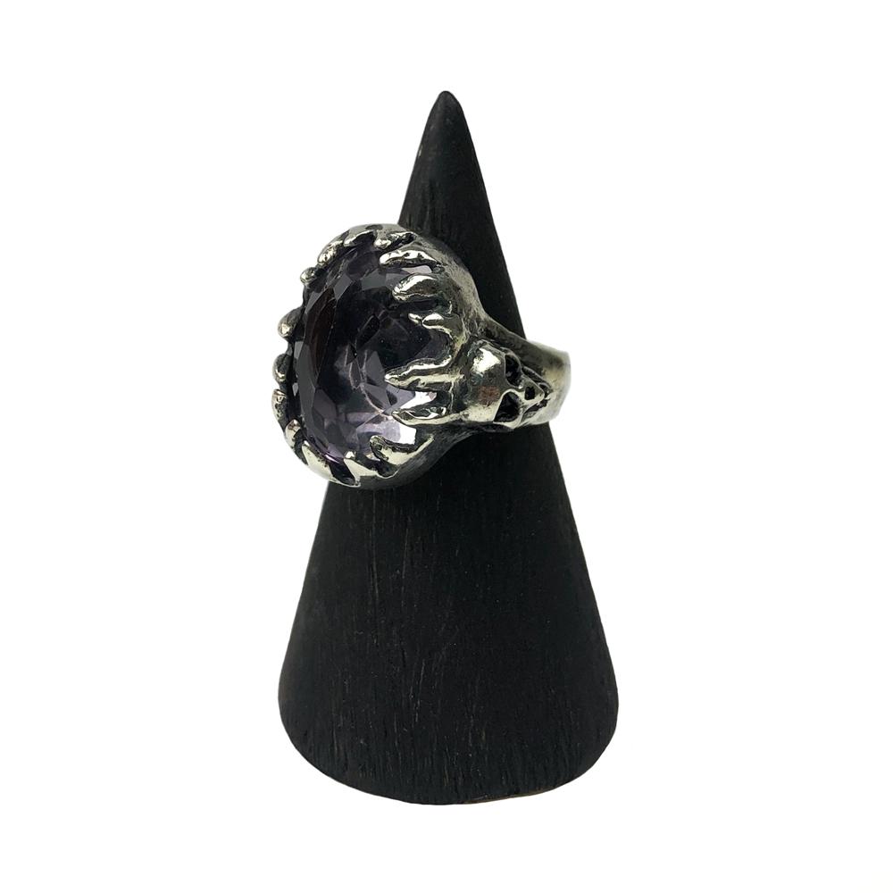 Amethyst hellfire ring, skull ring, flame ring, amethyst ring, sterling silver ring, hellhound jewelry ring, gemstone ring, gemstone jewelry, gemstone, faceted amethyst ring