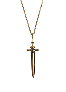 gold dagger pendant with evil eye, evil eye necklace, gold necklace, charm necklace, hellhound jewelry necklace
