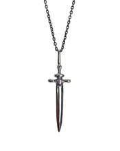 sterling silver dagger pendant with evil eye, evil eye necklace, sterling silver necklace, charm necklace, hellhound jewelry necklace, gemstone, gemstone jewelry