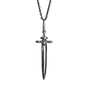 sterling silver dagger pendant with evil eye, evil eye necklace, sterling silver necklace, charm necklace, hellhound jewelry necklace, gemstone, gemstone jewelry