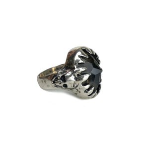 Smokey quartz hellfire ring, smokey quartz ring, sterling silver ring, flame ring, skull ring, hellhound jewelry ring, gemstone ring, gemstone jewelry, gemstone, faceted smokey quartz ring